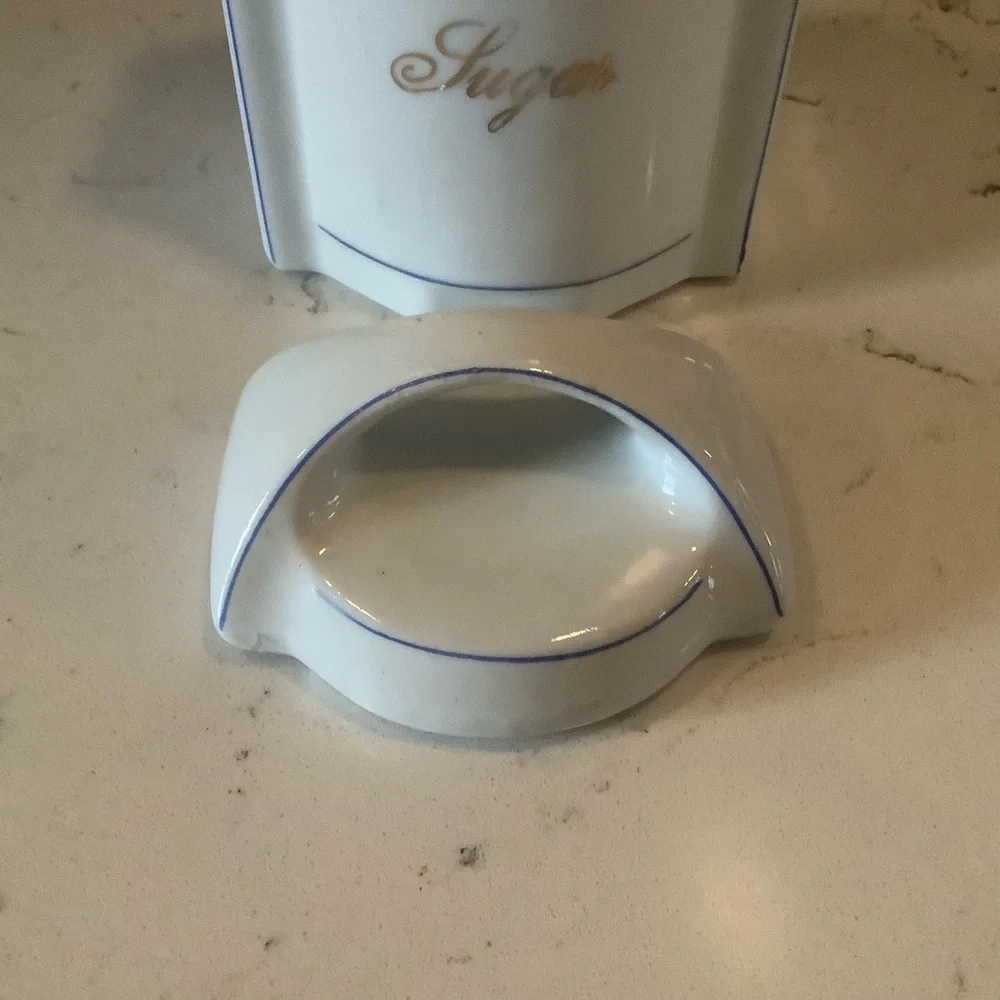Vintage /antique porcelain ceramic white canister w/lid Sugar canister.Germany